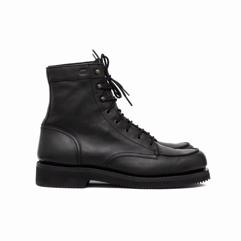 GUCCI Tom Ford Era Men's Leather Moc Toe Combat Boot Black EU43.5/US10.5 - Picture 6 of 16